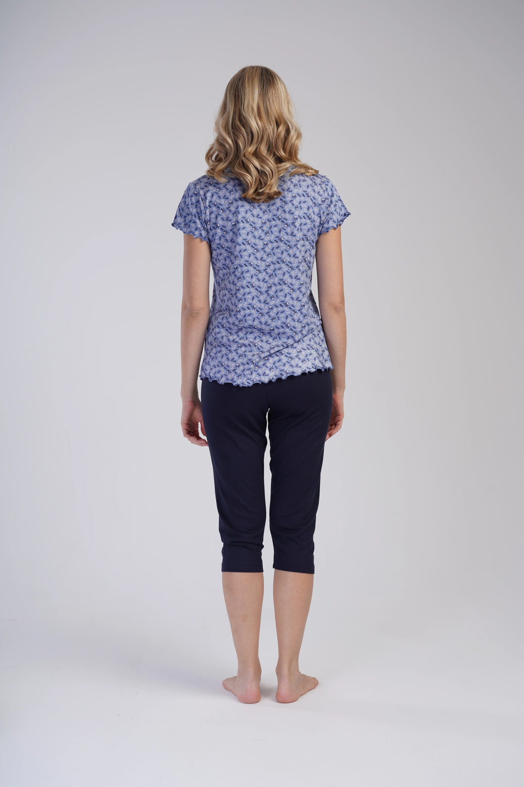 Piżama Damska Vienetta Blue Bloom, Niebieski, r. S-XL