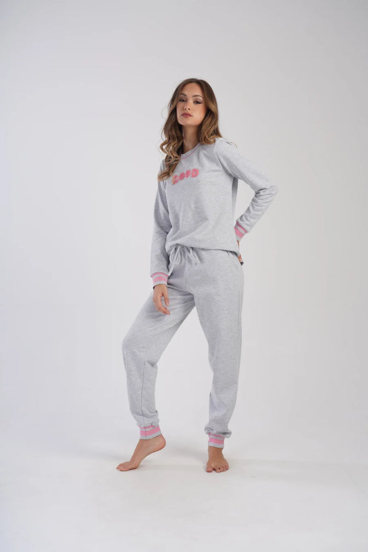 Piżama Damska Vienetta Good Vibes, Szara, r. S-XL