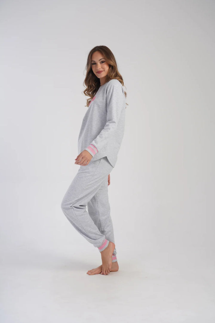 Piżama Damska Vienetta Good Vibes, Szara, r. S-XL