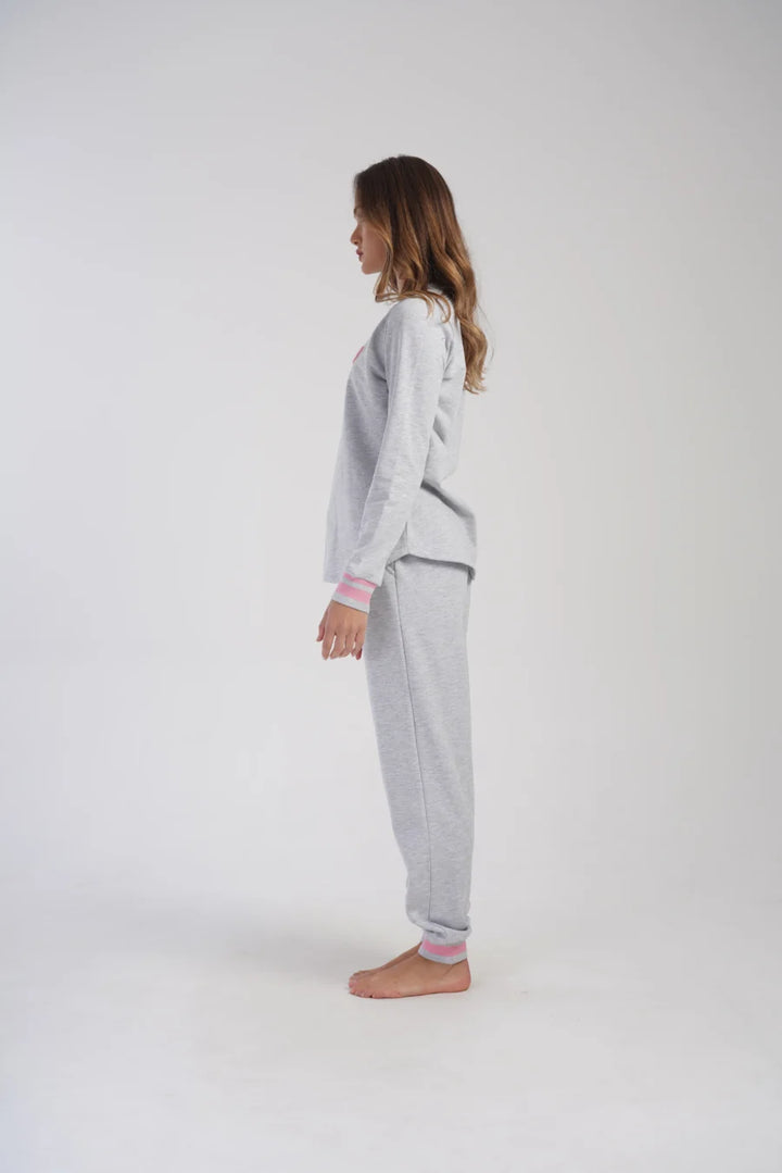 Piżama Damska Vienetta Good Vibes, Szara, r. S-XL