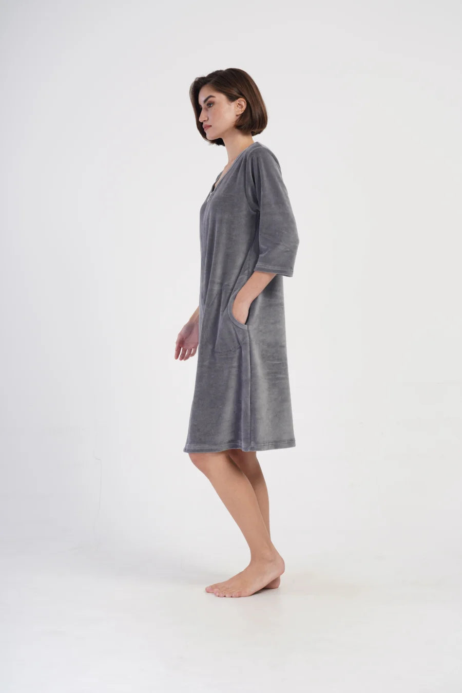 Szlafrok damski Vienetta Gray comfort, Szary, r. M-XXL