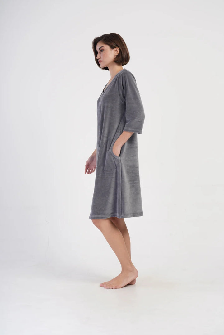 Szlafrok damski Vienetta Gray comfort, Szary, r. M-XXL