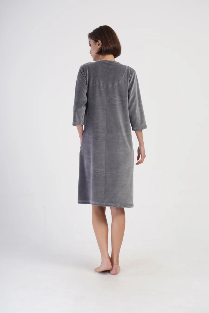 Szlafrok damski Vienetta Gray comfort, Szary, r. M-XXL