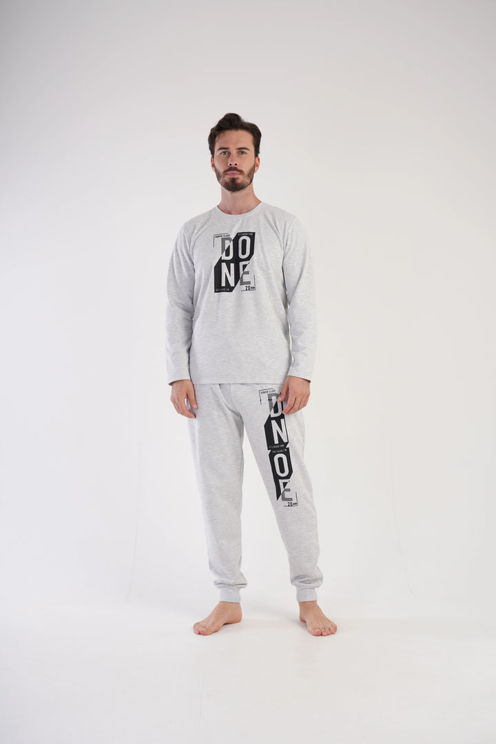 Piżama Męska Vienetta Snooze Suite, szara, r. M-XXL