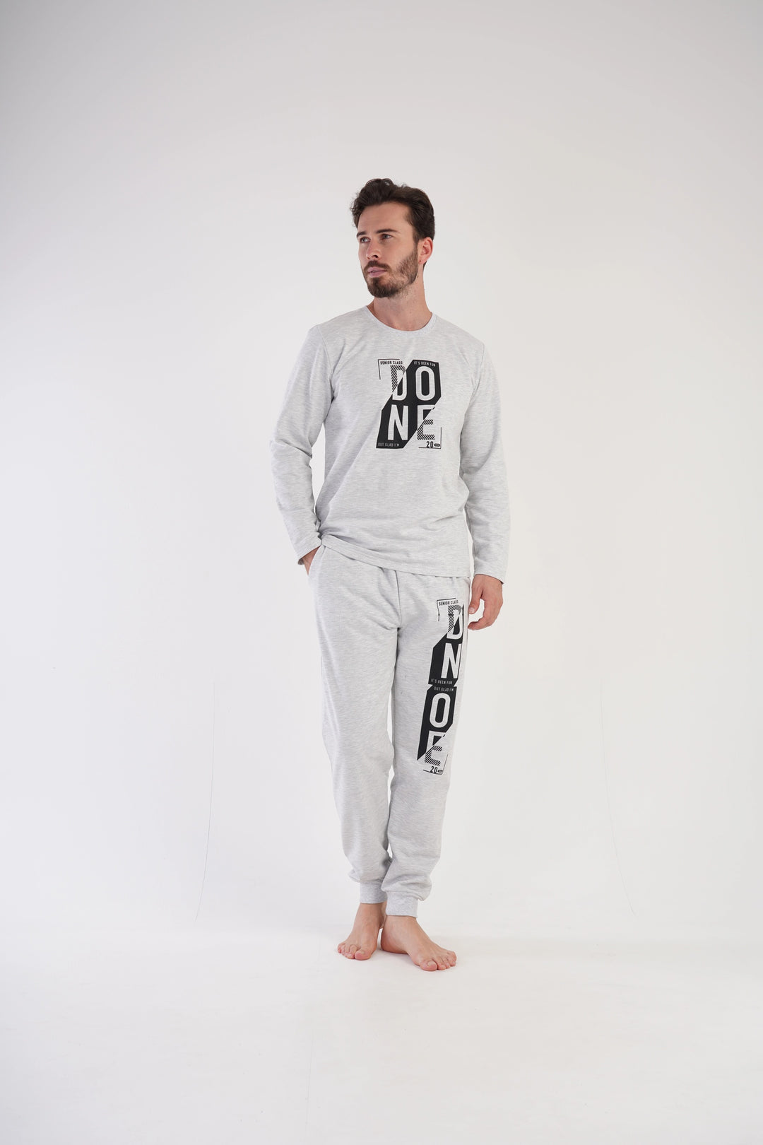 Piżama Męska Vienetta Snooze Suite, szara, r. M-XXL