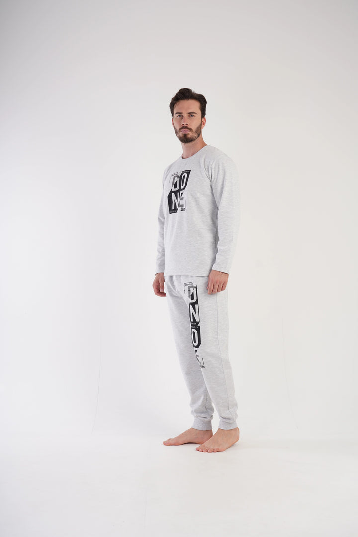 Piżama Męska Vienetta Snooze Suite, szara, r. M-XXL