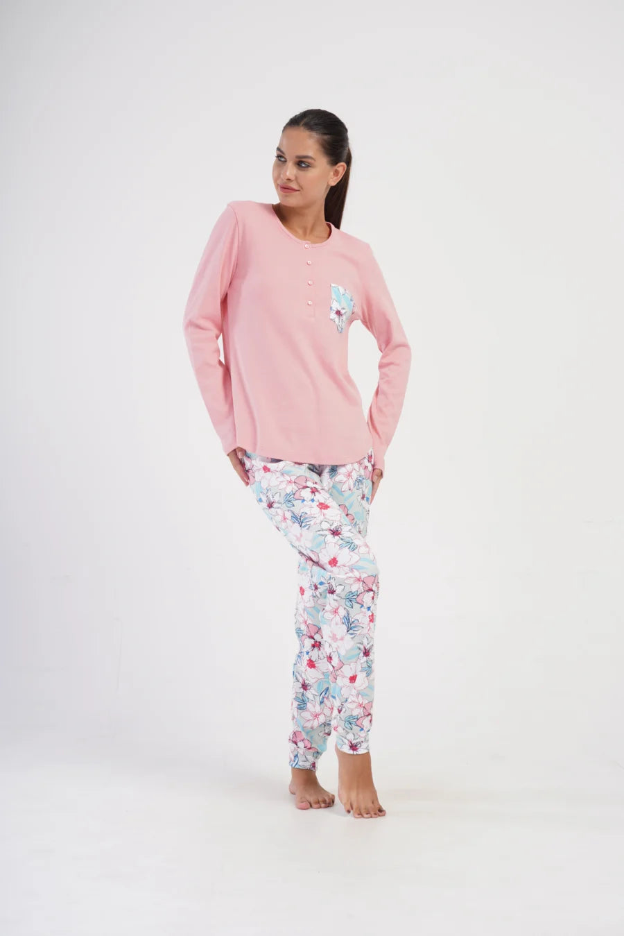 Piżama Damska Vienetta Pink Garden, Różowy, r. S-XL