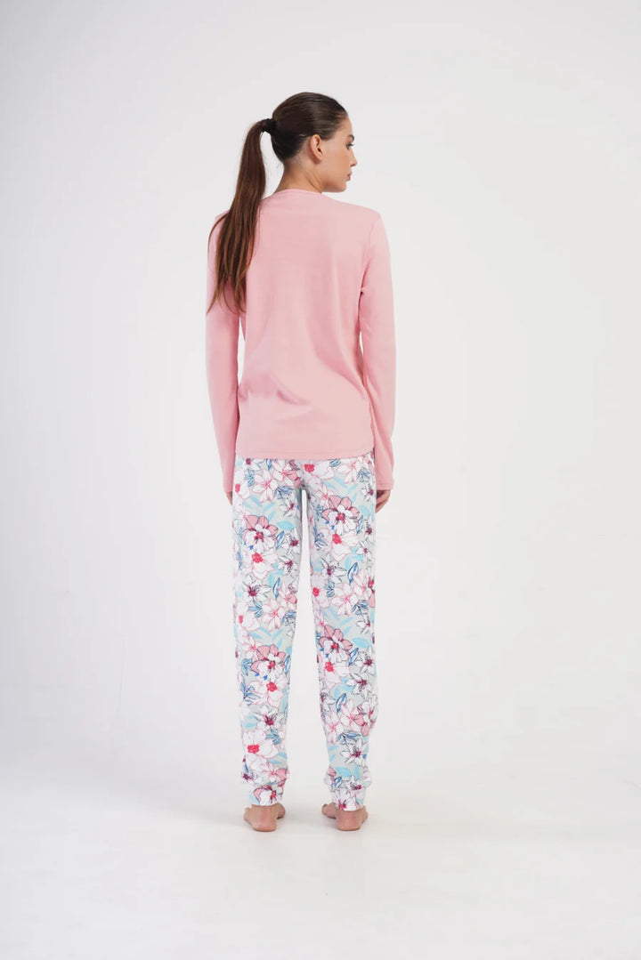 Piżama Damska Vienetta Pink Garden, Różowy, r. S-XL