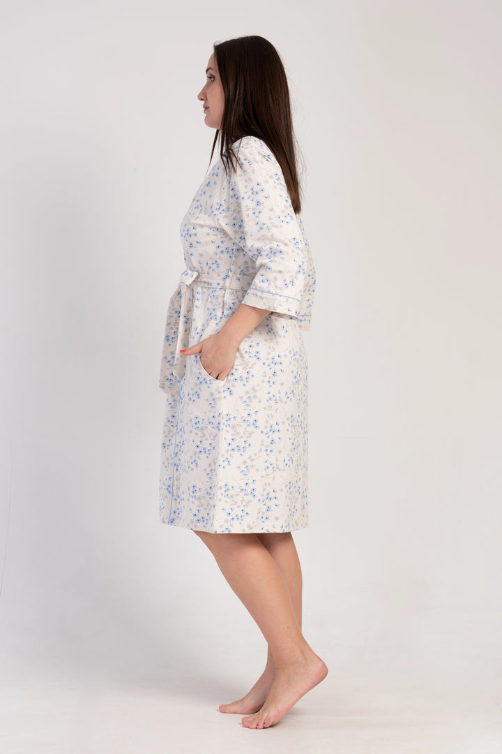 Szlafrok damski Vienetta Blossom Blue, Ecru, r. 1XL-4XL