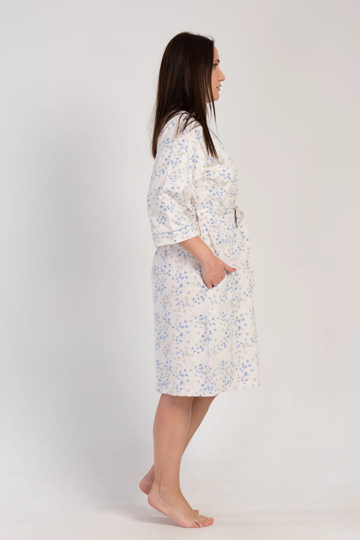Szlafrok damski Vienetta Blossom Blue, Ecru, r. 1XL-4XL