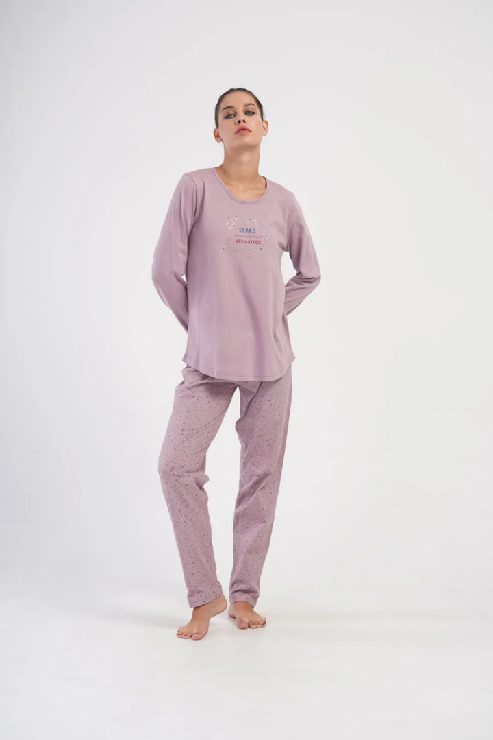 Piżama Damska Vienetta Stars, Różowy, r. 1XL-4XL