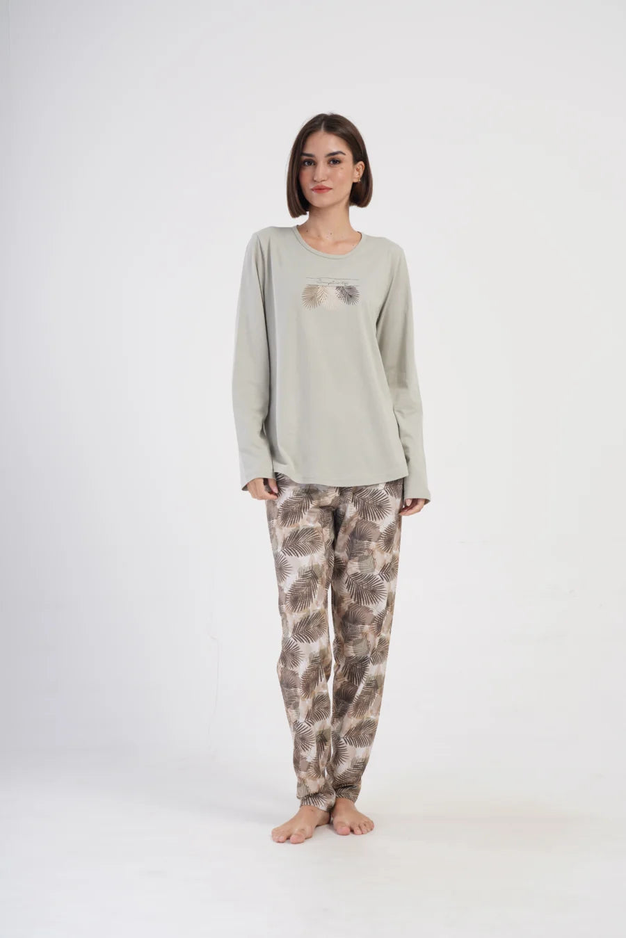 Piżama Damska Vienetta Palms, Beżowy, r. 1XL-4XL