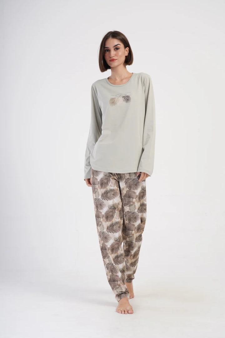 Piżama Damska Vienetta Palms, Beżowy, r. 1XL-4XL