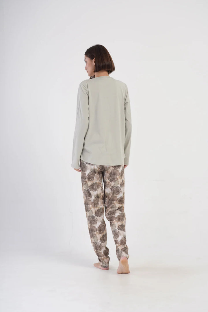 Piżama Damska Vienetta Palms, Beżowy, r. 1XL-4XL