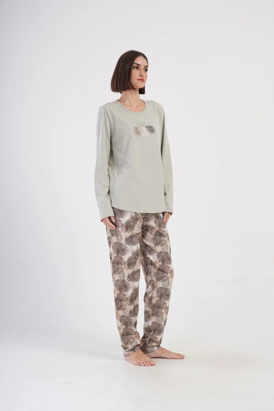 Piżama Damska Vienetta Palms, Beżowy, r. 1XL-4XL