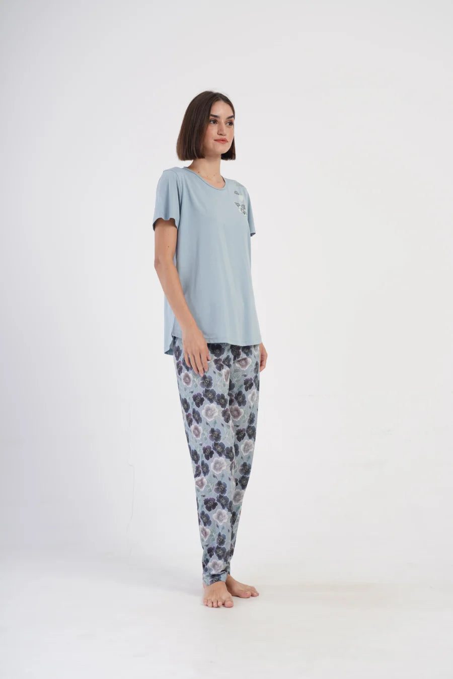 Piżama Damska Vienetta Cool Garden, Niebieski, r. 1XL-4XL