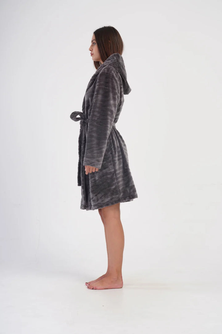 Szlafrok damski Vienetta Soft Gray, Szary, r. S-L