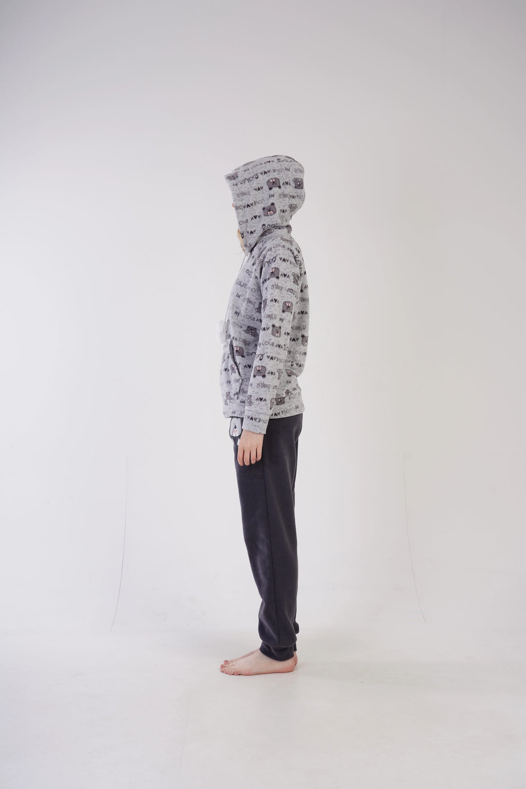 Piżama Damska Polarowa Vienetta My Love, szara, r. S-XL