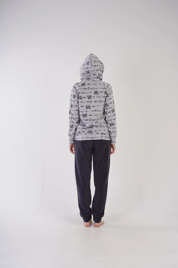 Piżama Damska Polarowa Vienetta My Love, szara, r. S-XL