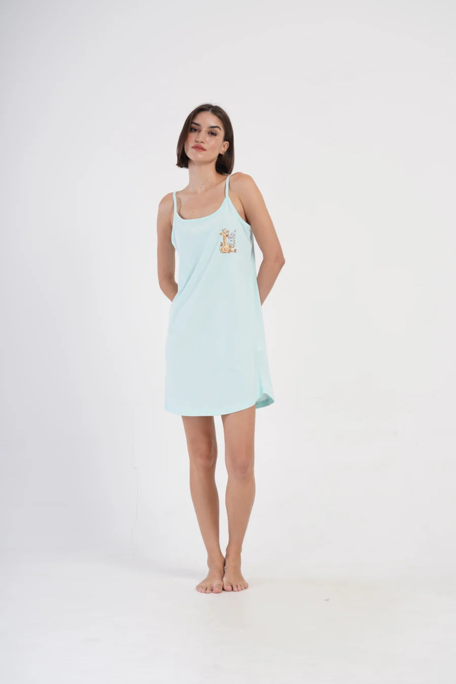 Koszula Nocna Vienetta Adorable giraffe, Niebieski, r. S-XL