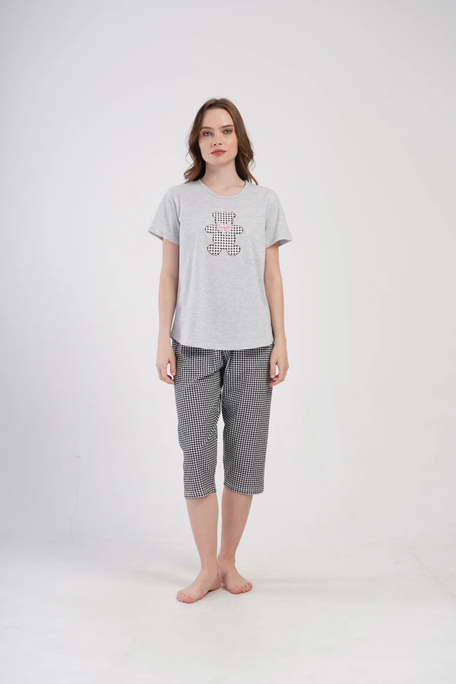 Piżama Damska Vienetta Teddy, Szary, r. 1XL-4XL