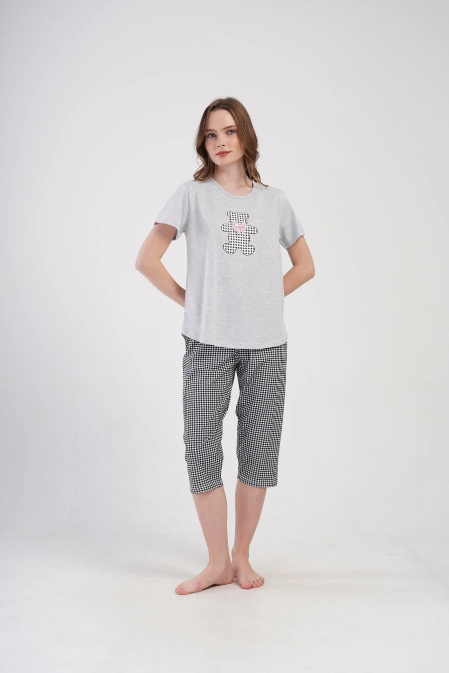 Piżama Damska Vienetta Teddy, Szary, r. 1XL-4XL