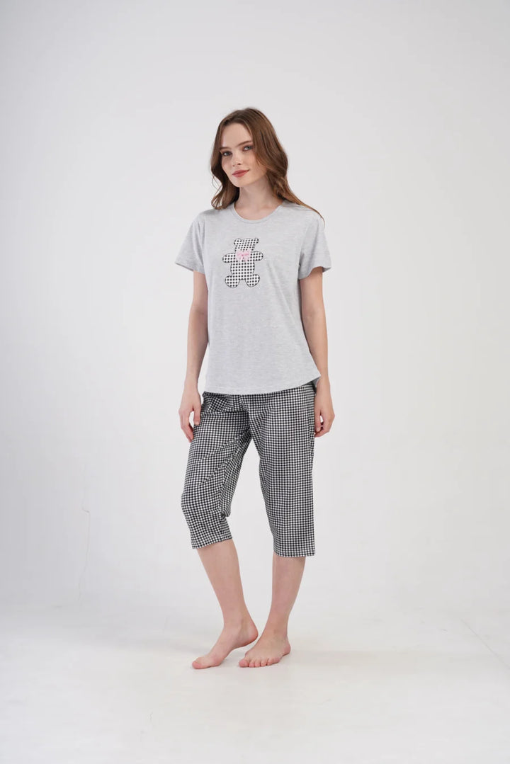 Piżama Damska Vienetta Teddy, Szary, r. 1XL-4XL