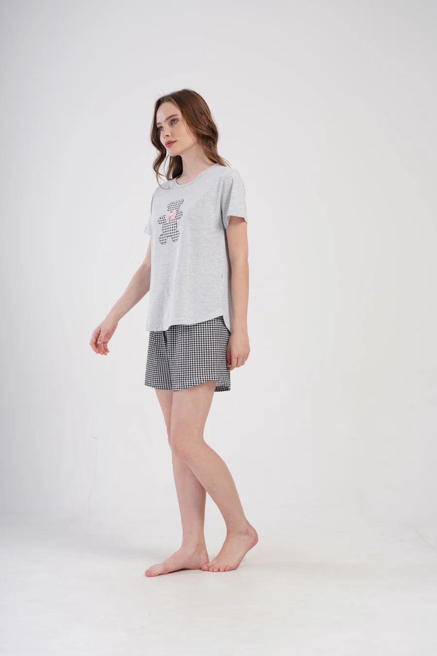 Piżama Damska Vienetta Teddy, Szary, r. 1XL-4XL