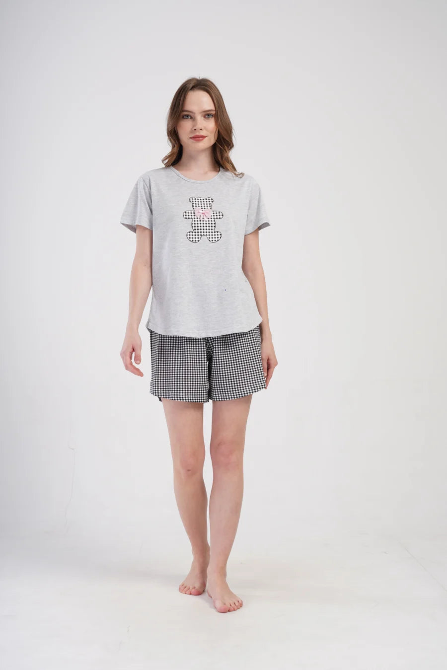 Piżama Damska Vienetta Teddy, Szary, r. 1XL-4XL