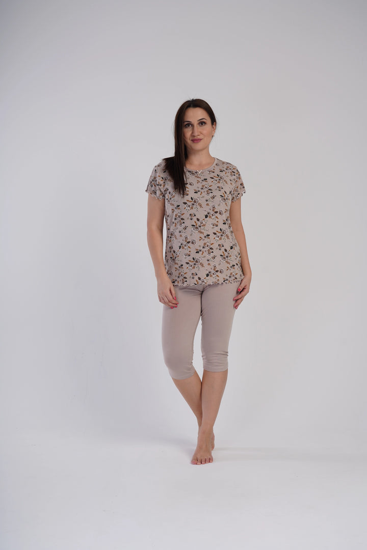 Piżama Damska Vienetta Vintage Beige, Beżowy, r. 1XL-4XL