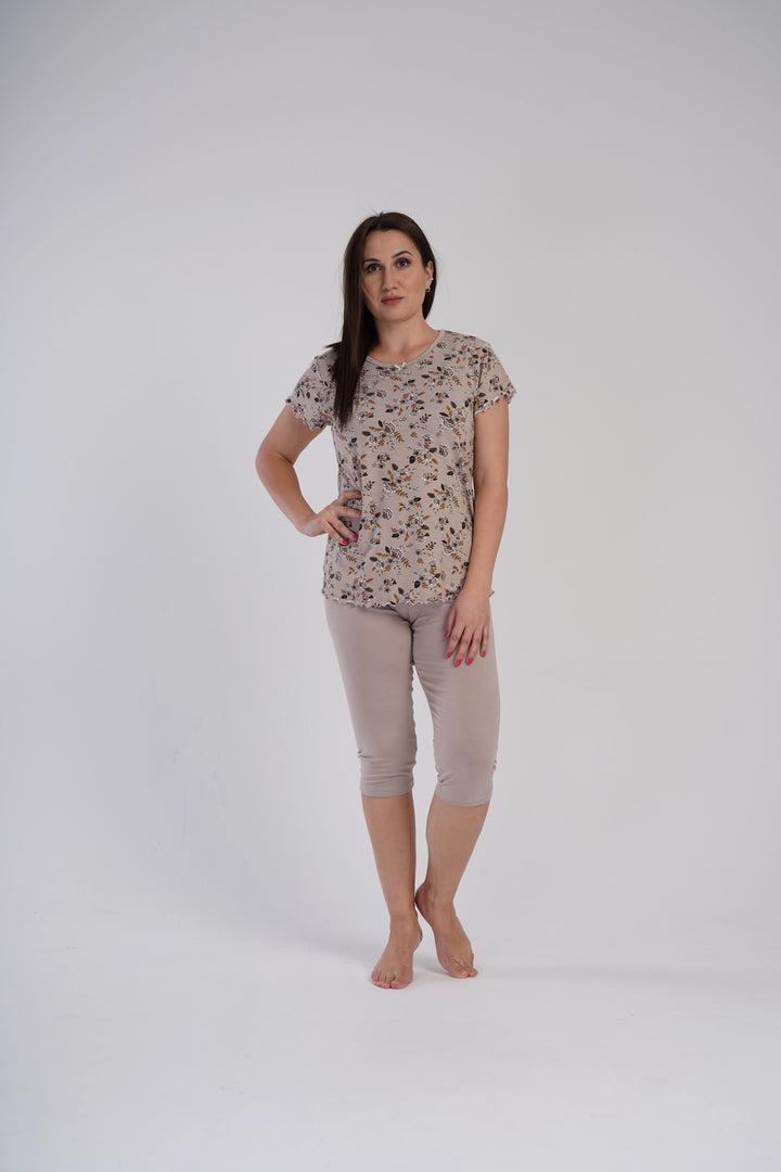 Piżama Damska Vienetta Vintage Beige, Beżowy, r. 1XL-4XL