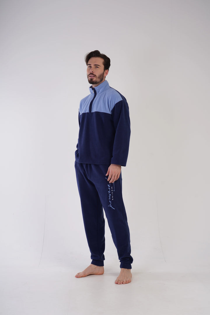 Piżama Męska polarowa Vienetta Look Forward, granatowy, r. M-XXL