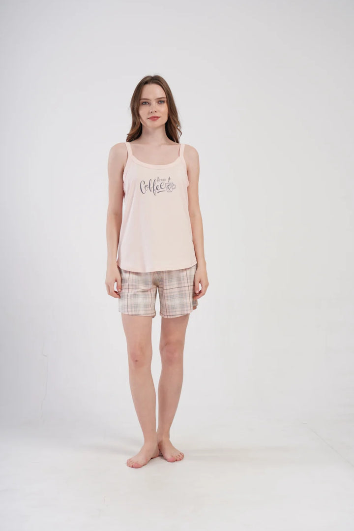 Piżama Damska Vienetta Coffe, Różowy, 1XL-4XL