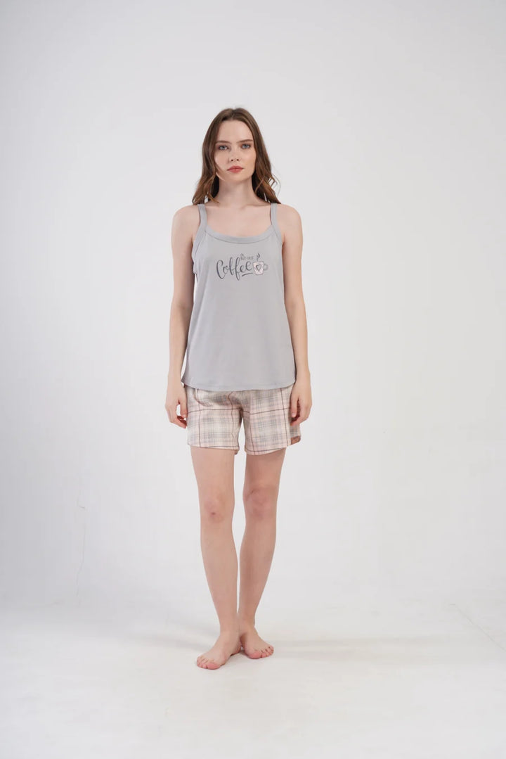 Piżama Damska Vienetta Coffe, Szary, 1XL-4XL