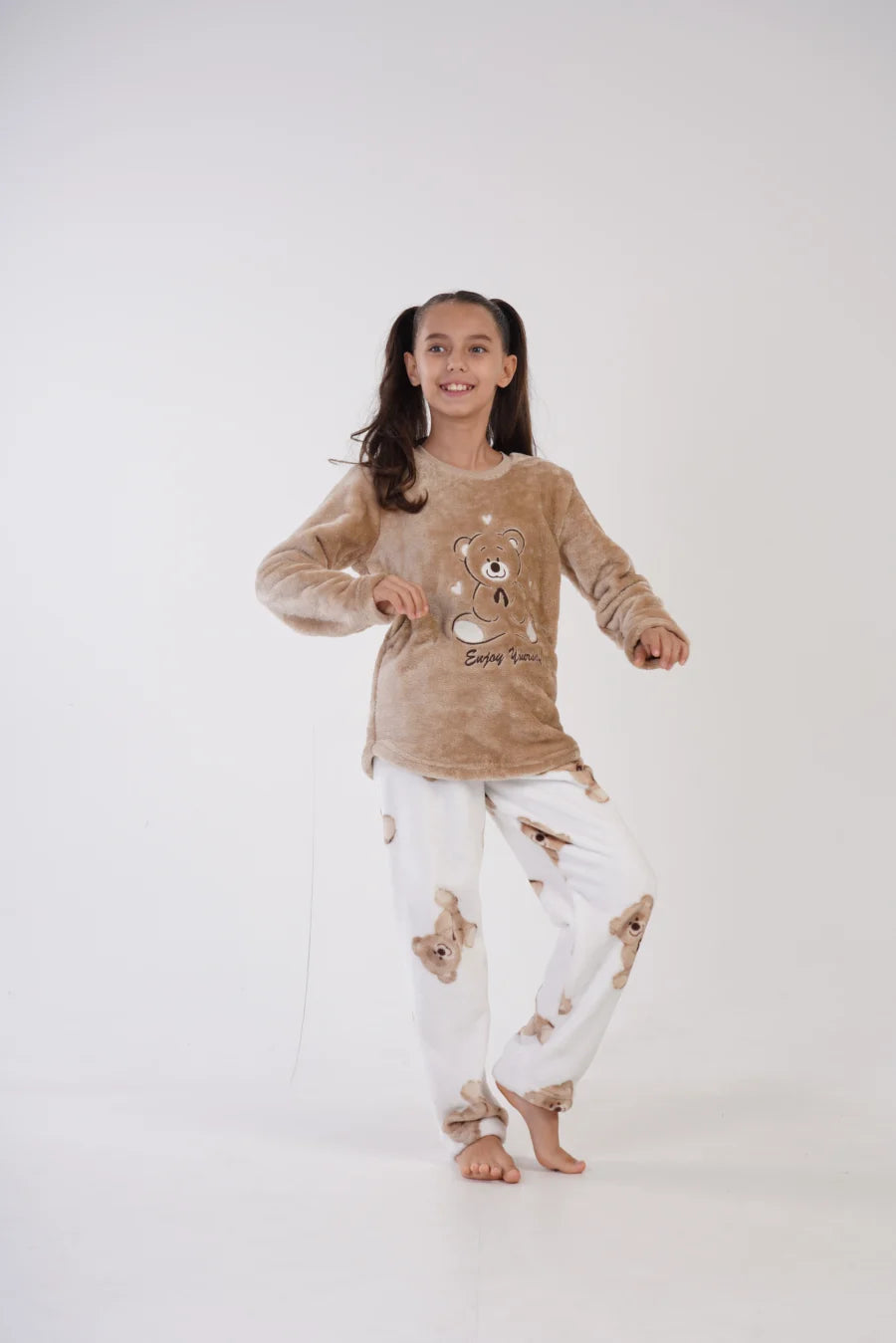 Piżama dziewczęca Vienetta Cute bear, Beżowa, r. 128-158