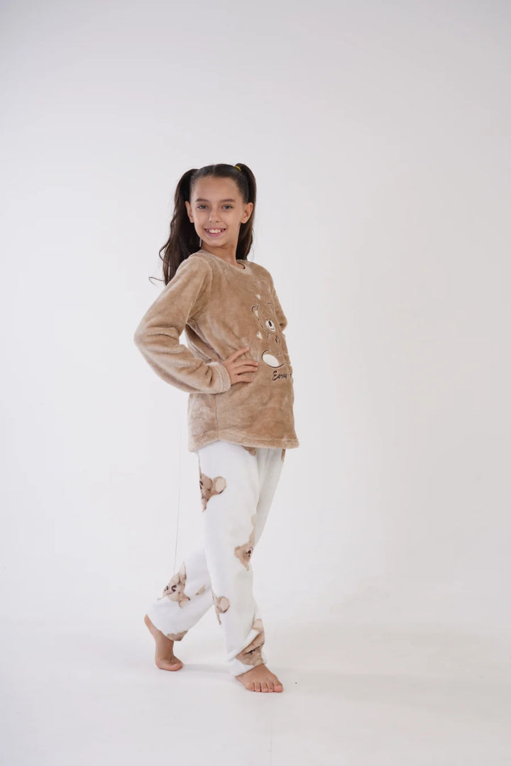 Piżama dziewczęca Vienetta Cute bear, Beżowa, r. 128-158