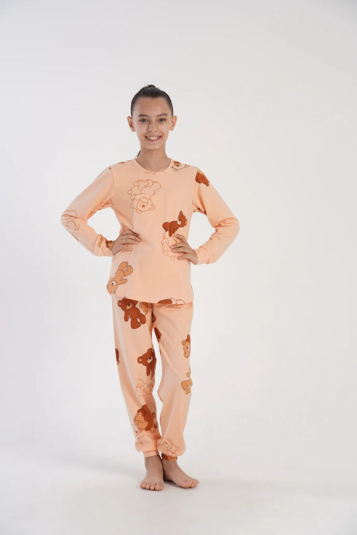 Piżama dziewczęca Vienetta Sweet Bears, Brzoskwiniowy, r. 128 - 158