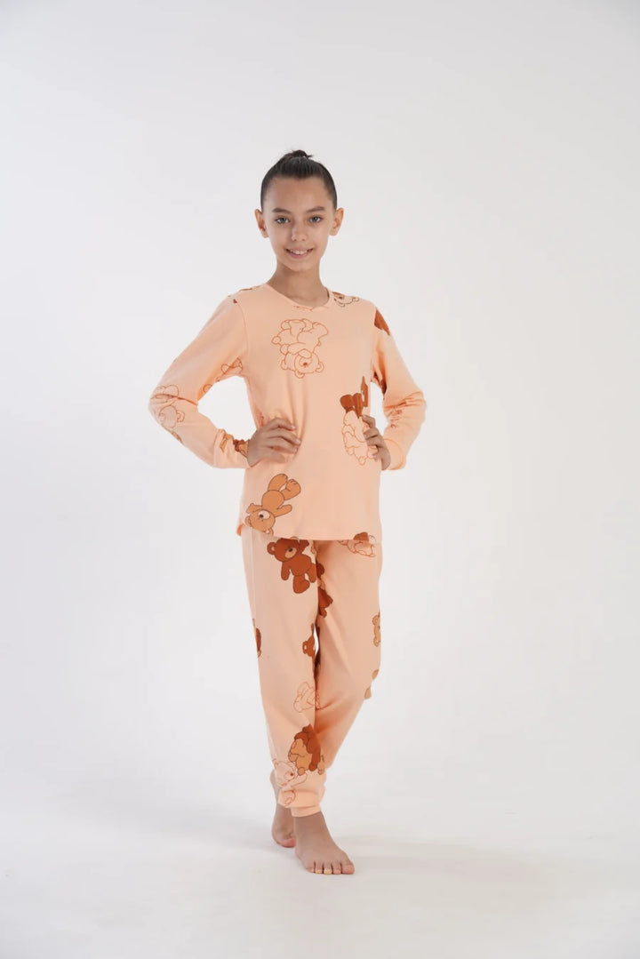 Piżama dziewczęca Vienetta Sweet Bears, Brzoskwiniowy, r. 128 - 158