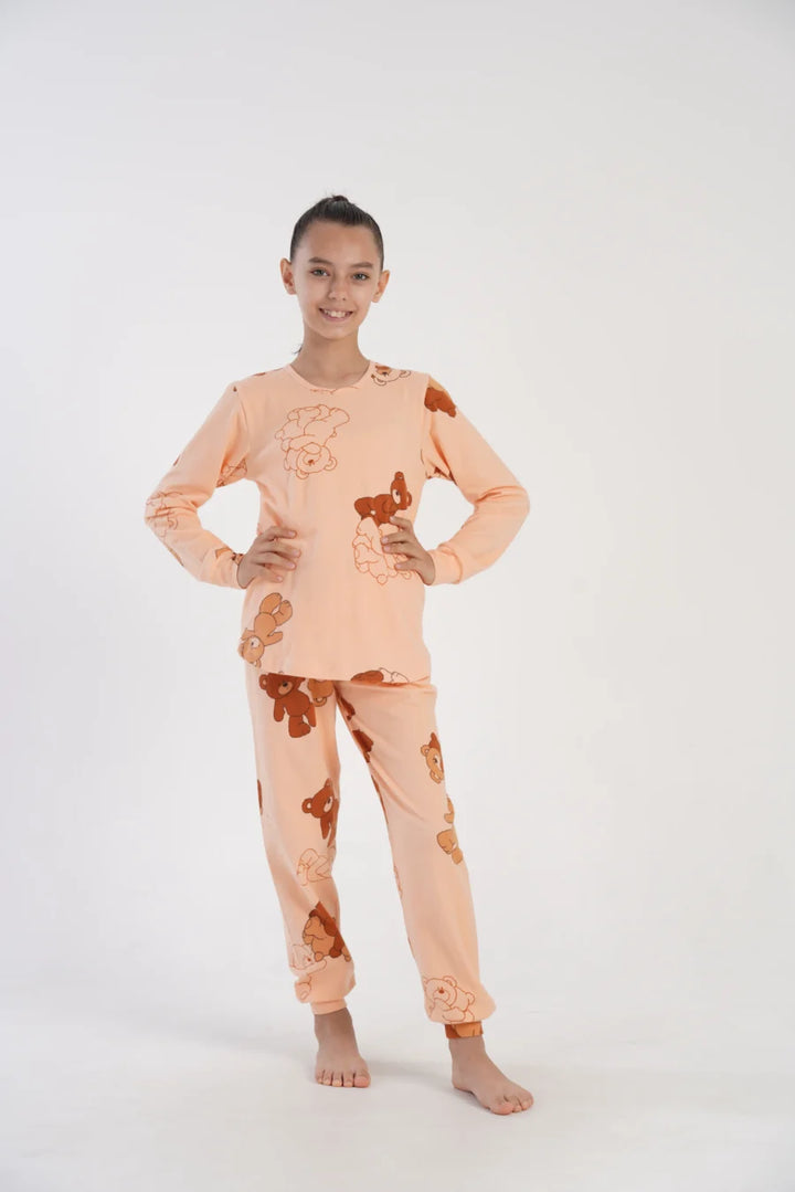 Piżama dziewczęca Vienetta Sweet Bears, Brzoskwiniowy, r. 128 - 158