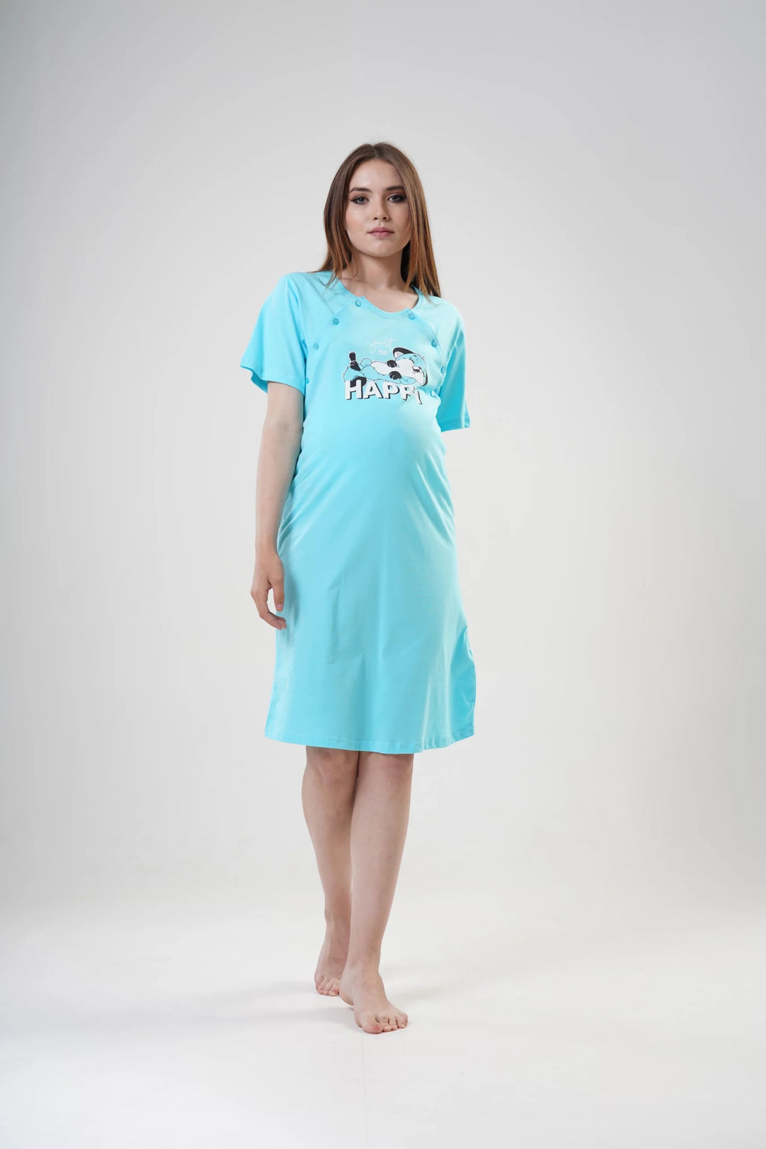 Koszula do Karmienia Vienetta Happy Mama, Turkusowa, r. 36-42