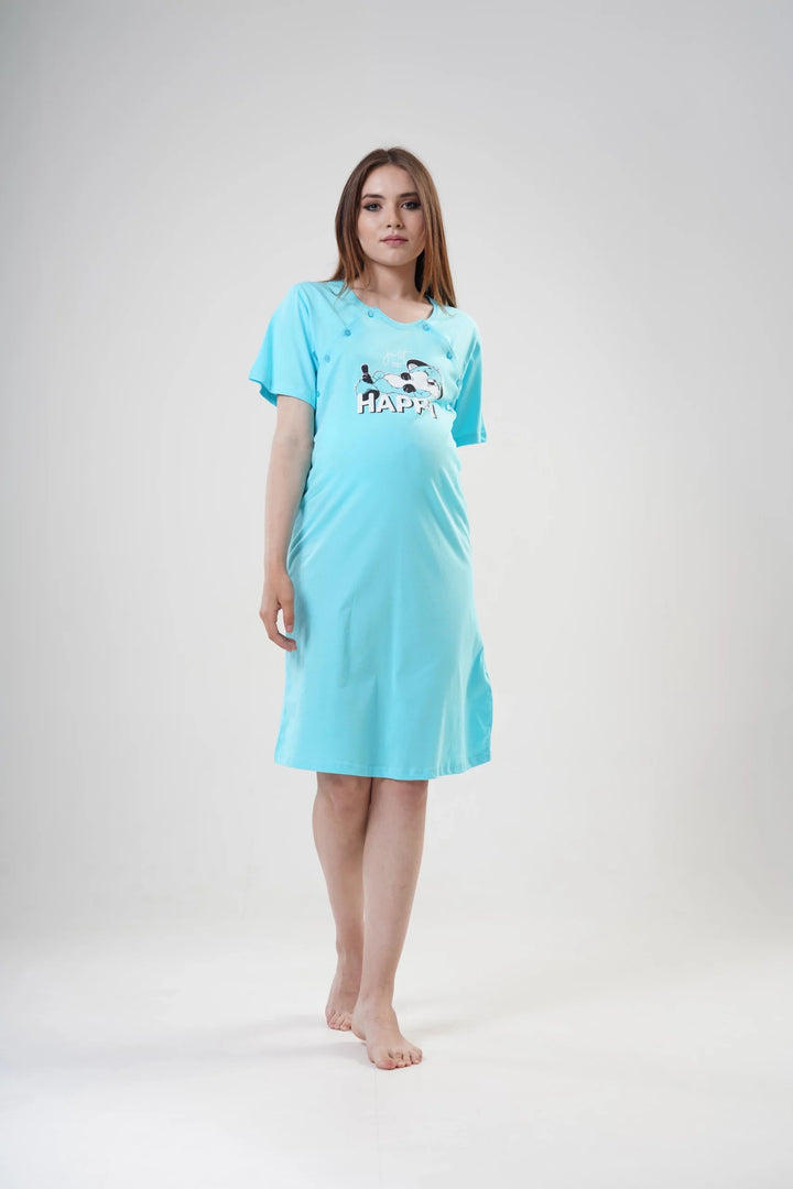 Koszula do Karmienia Vienetta Happy Mama, Turkusowa, r. 36-42