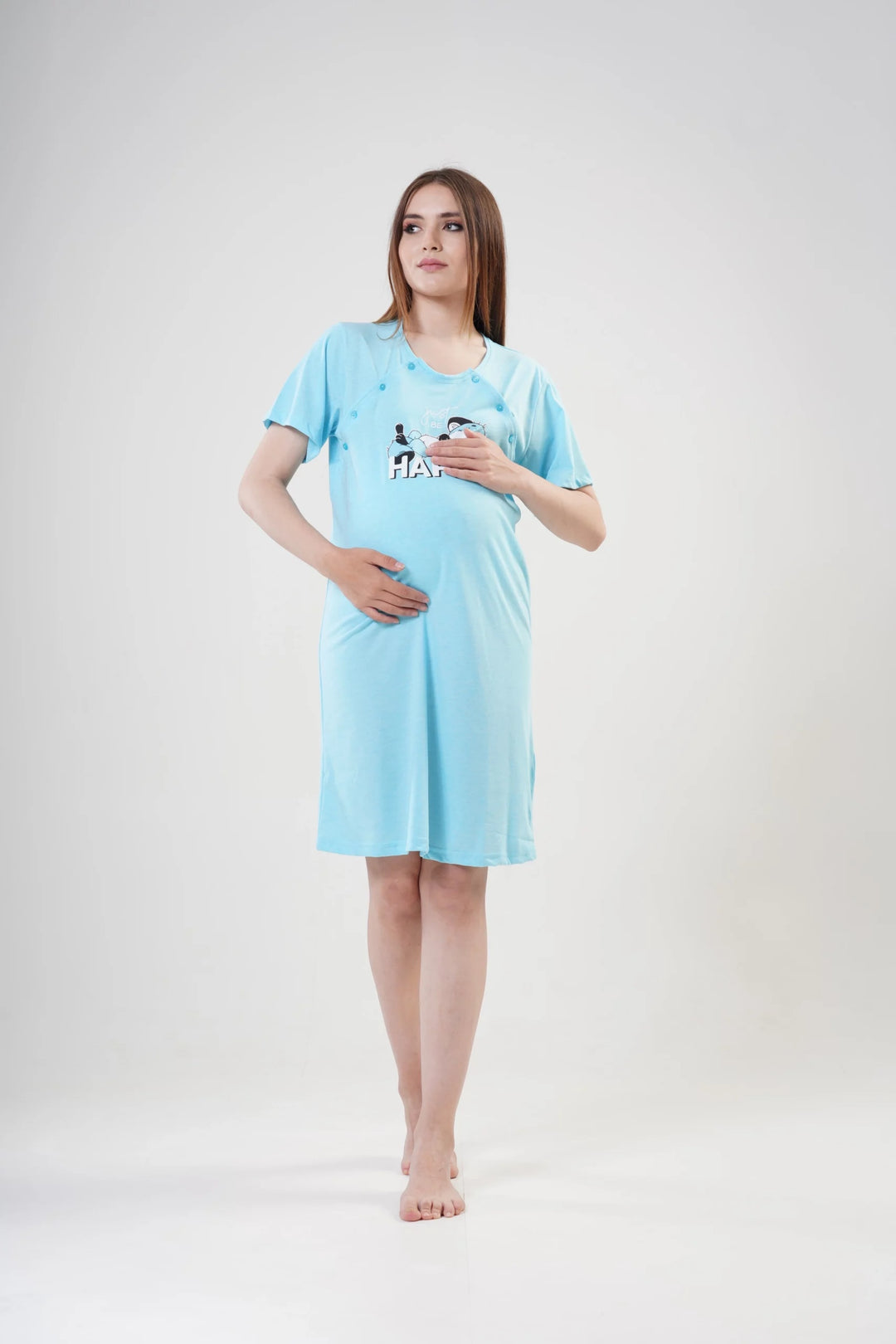 Koszula do Karmienia Vienetta Happy Mama, Błękitna, r. 36-42