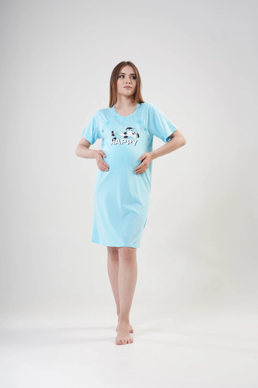 Koszula do Karmienia Vienetta Happy Mama, Błękitna, r. 36-42