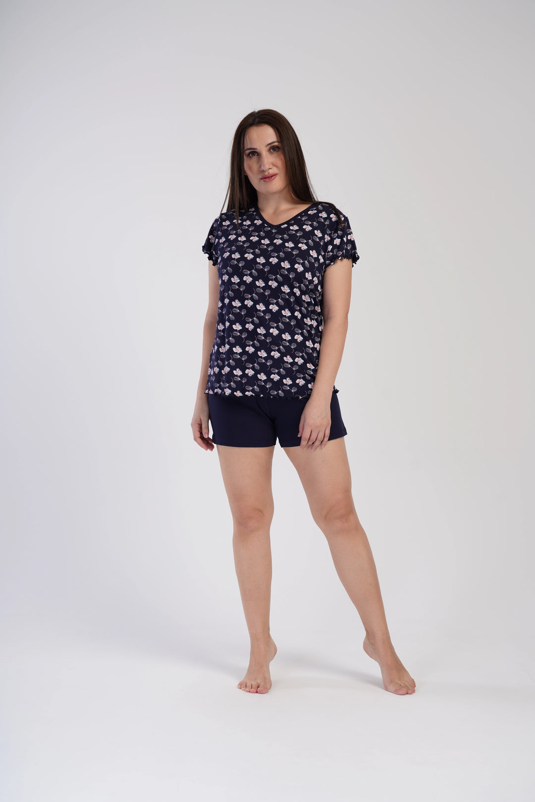 Piżama Damska Vienetta Blue Flowers, Granatowy, r. 1XL-4XL