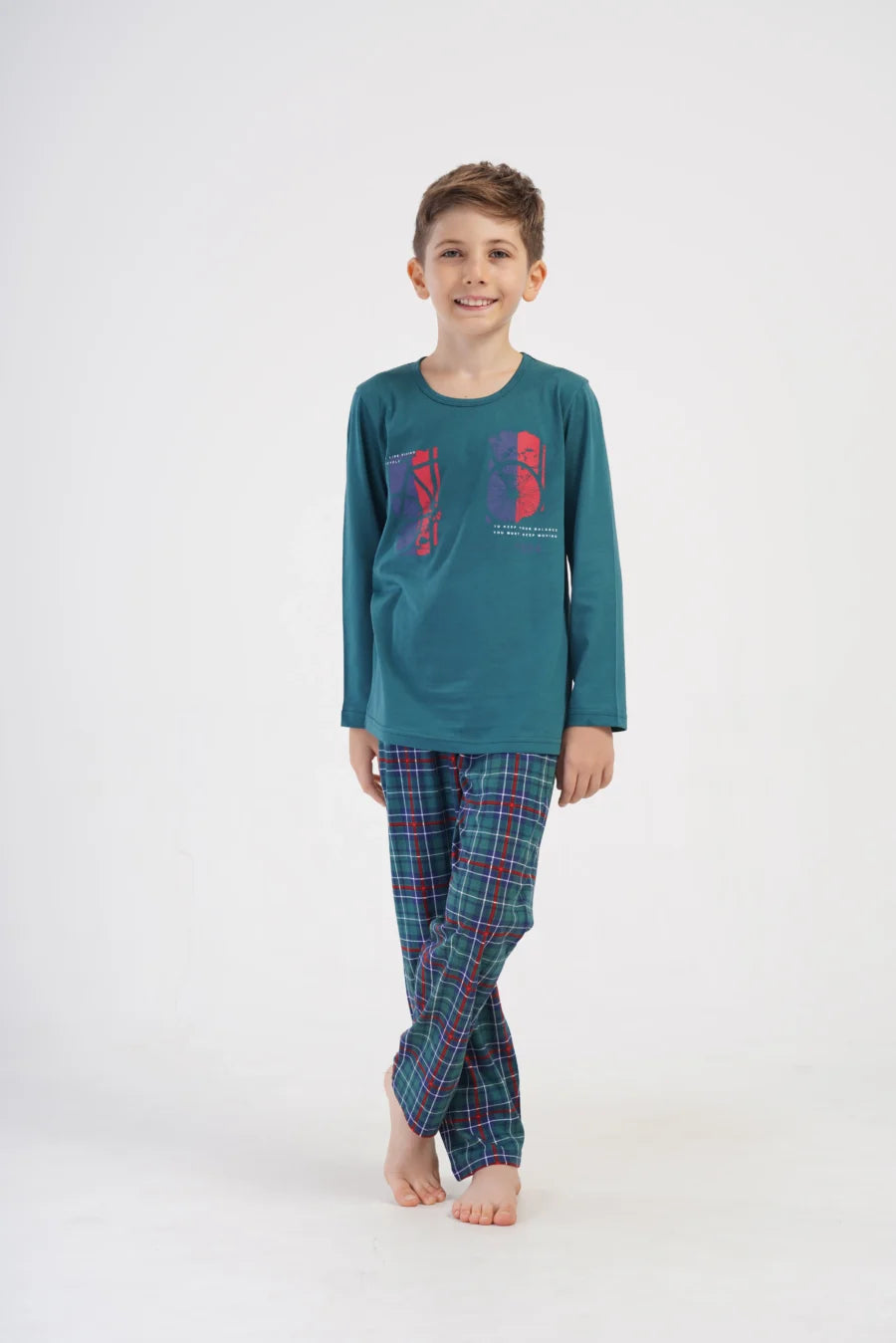 Piżama chłopięca Vienetta Urban Plaid, Zielony, r. 134-164