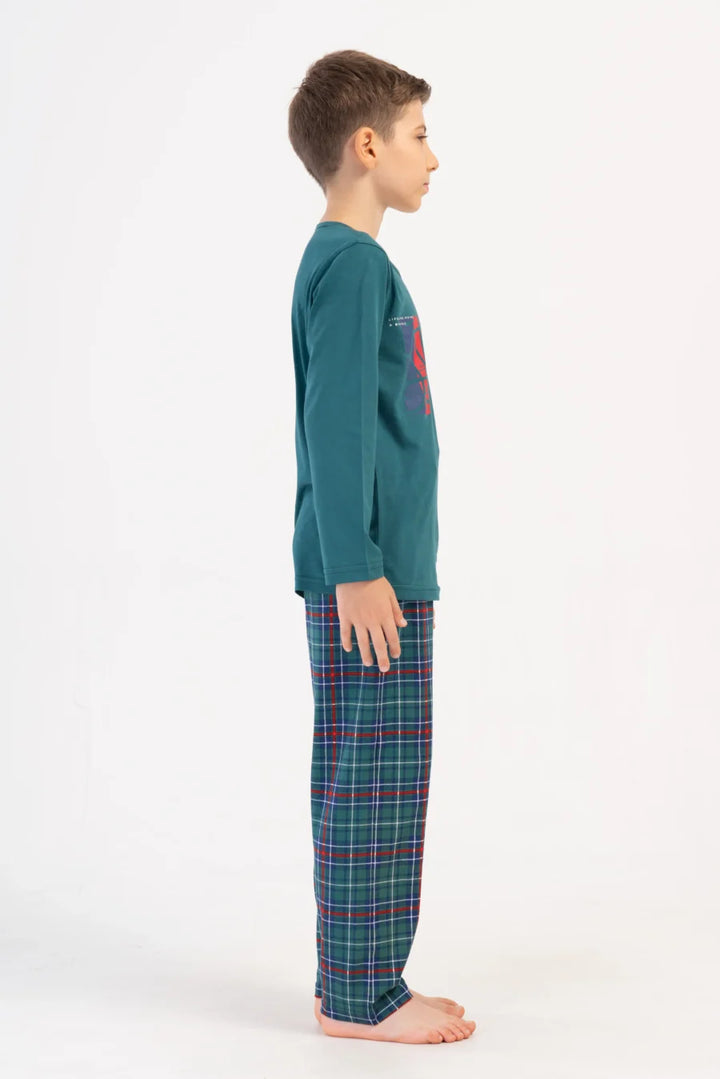 Piżama chłopięca Vienetta Urban Plaid, Zielony, r. 134-164