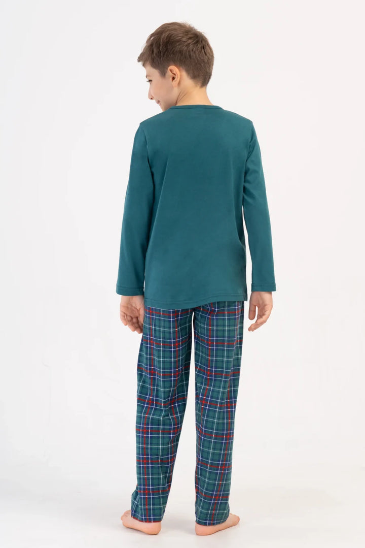 Piżama chłopięca Vienetta Urban Plaid, Zielony, r. 134-164