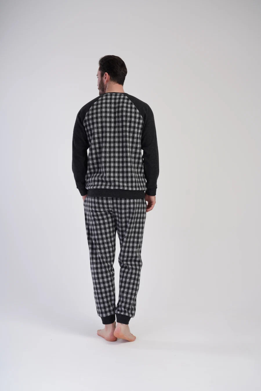 Piżama Męska Vienetta Gray Check Mate, Szary, r. M-XXL