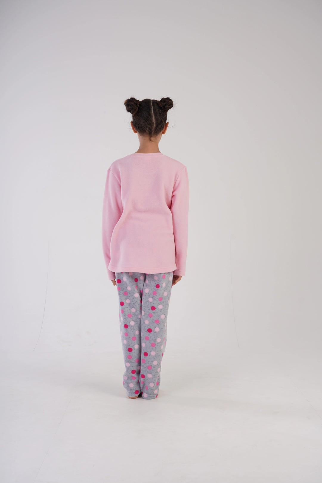 Piżama dziewczęca polarowa Vienetta Sweet Dots Pink, szaro-różowa, r. 128-158