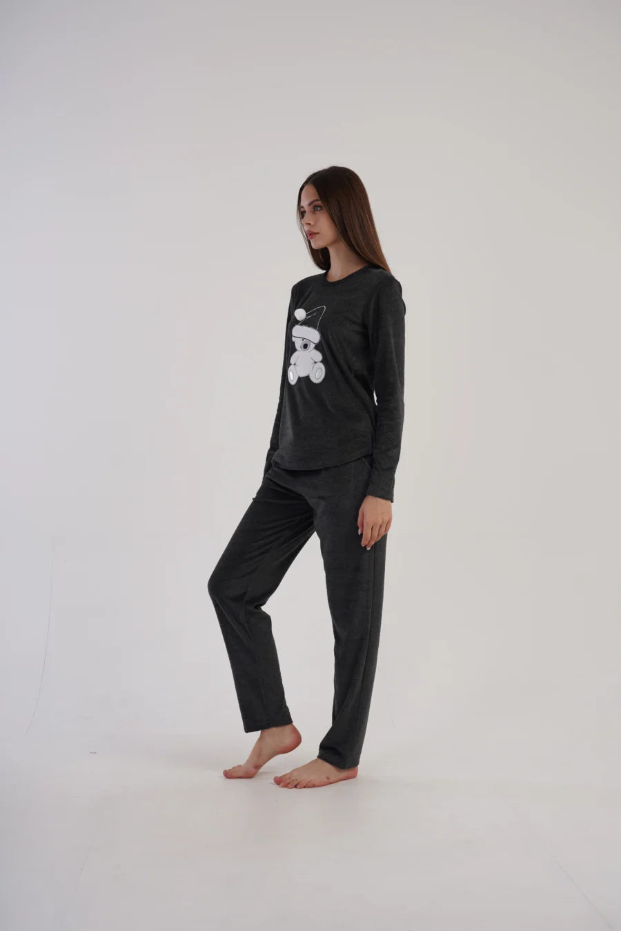 Piżama Damska Vienetta, Teddy, Grafitowy, r. S-XL